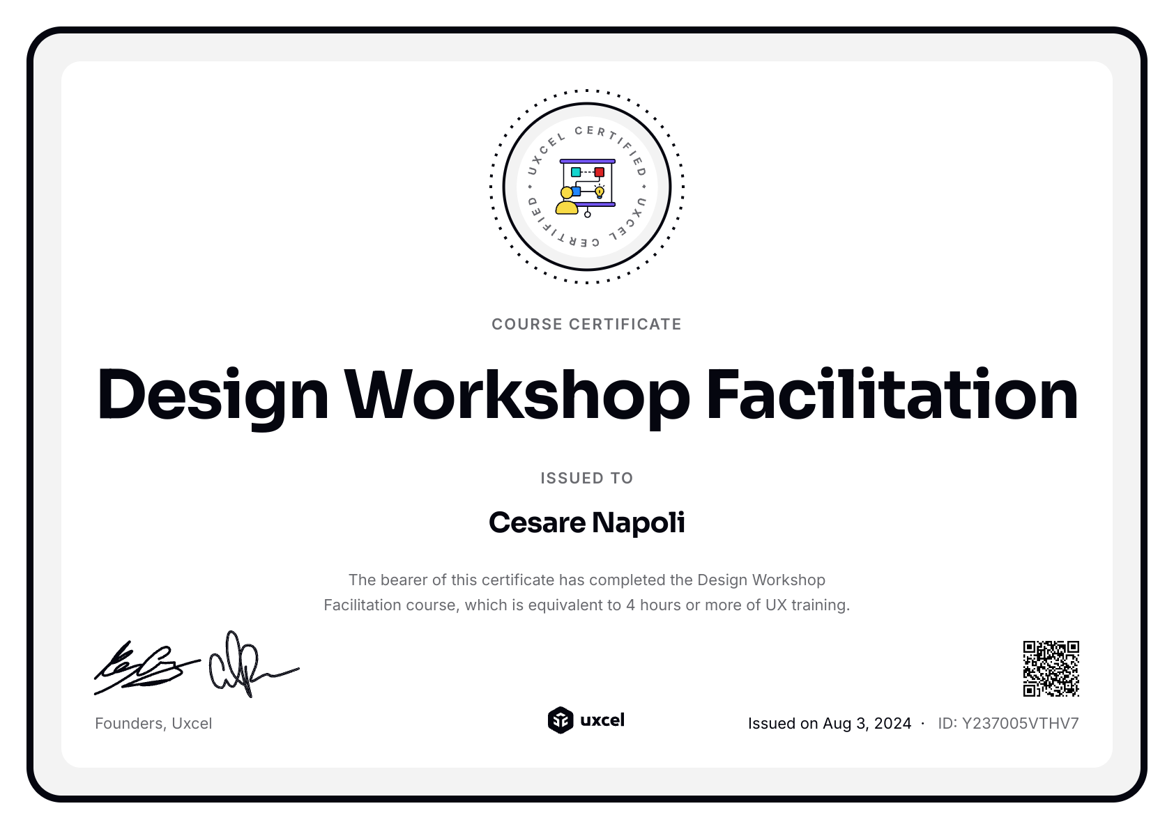 Cesare Napoli's certificate